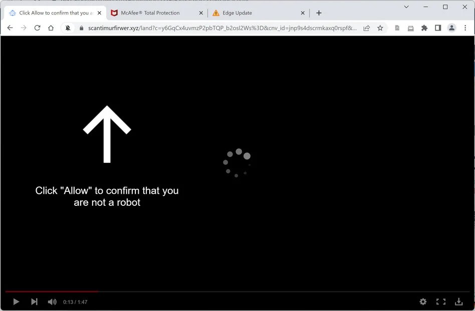 Remove Scantimurfirwer.xyz Pop-up Ads (Virus Removal Guide) 1 Image: Chrome browser is redirected to Scantimurfirwer.xyz