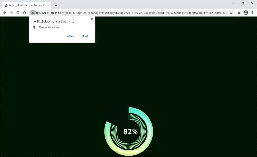 Remove Click-on-this.art pop-up ads (Virus Removal Guide) 1 Image: Chrome browser is redirected to Click-on-this.art
