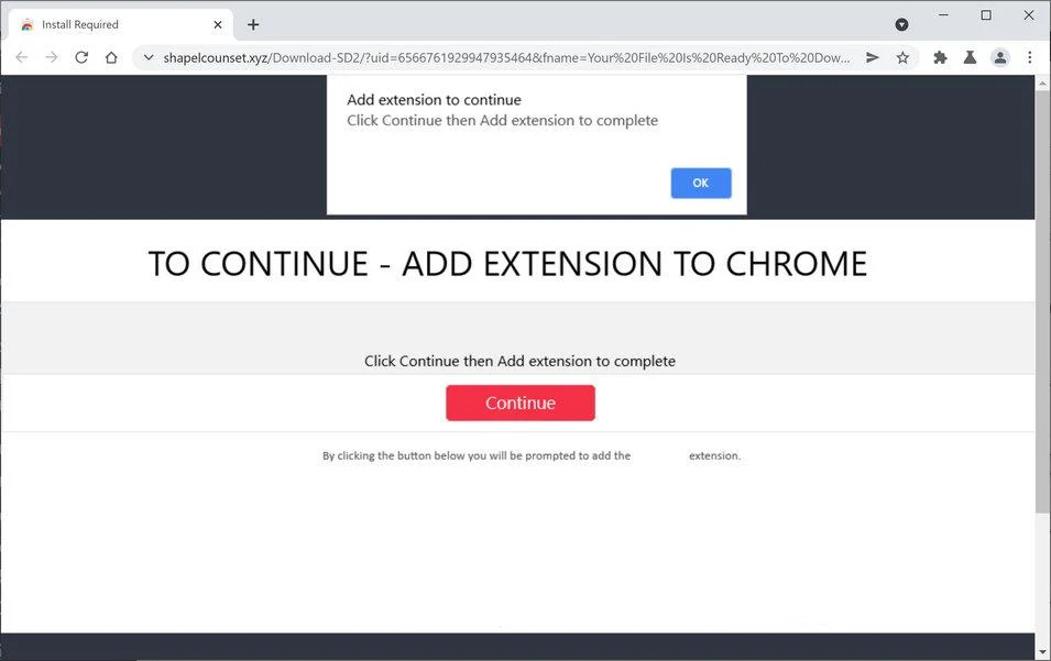 Image: Malicious site distributing Domain Info Chrome extension