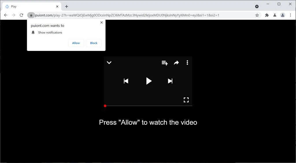 Remove Puiont.com pop-up ads (Virus Removal Guide) 1 Image: Chrome browser is redirected to Puiont.com
