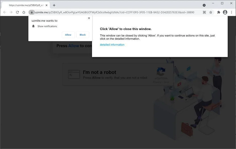Remove Uzmite.me pop-up ads (Virus Removal Guide) 1 Image: Chrome browser is redirected to Uzmite.me