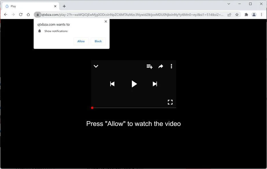 How to Remove Qtxbza.com Pop-up Ads (Virus Removal Guide) 1 Image: Chrome browser is redirected to Qtxbza.com