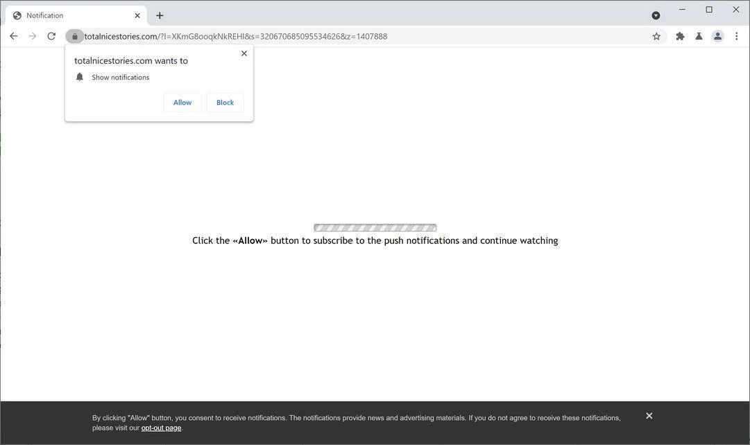 Remove Totalnicestories.com pop-up ads (Virus Removal Guide) 1 Image: Chrome browser is redirected to Totalnicestories.com