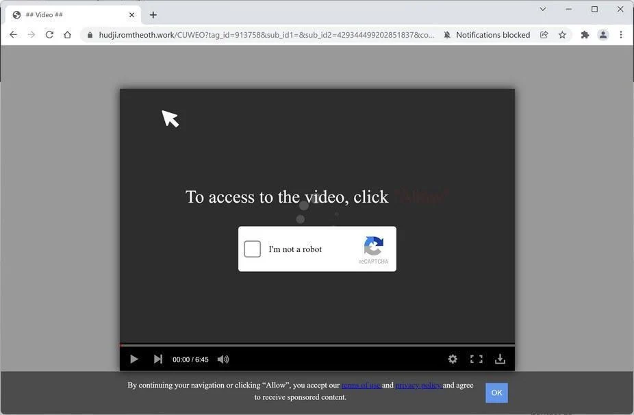 How to Remove Romtheoth.work Pop-up Ads (Virus Removal Guide) 1 Image: Chrome browser is redirected to Romtheoth.work