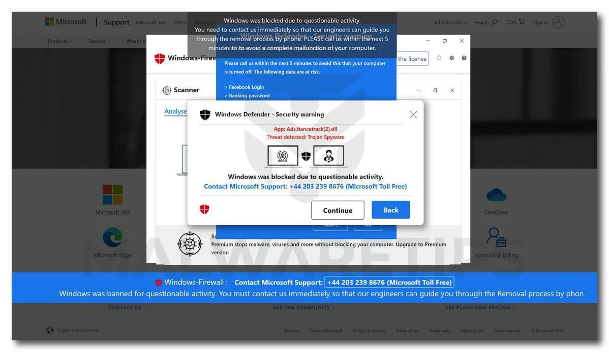Beware the "Windows Was Blocked Due To Questionable Activity" Scam Pop-up 1 Image: Windows was blocked due to questionable activity Scam