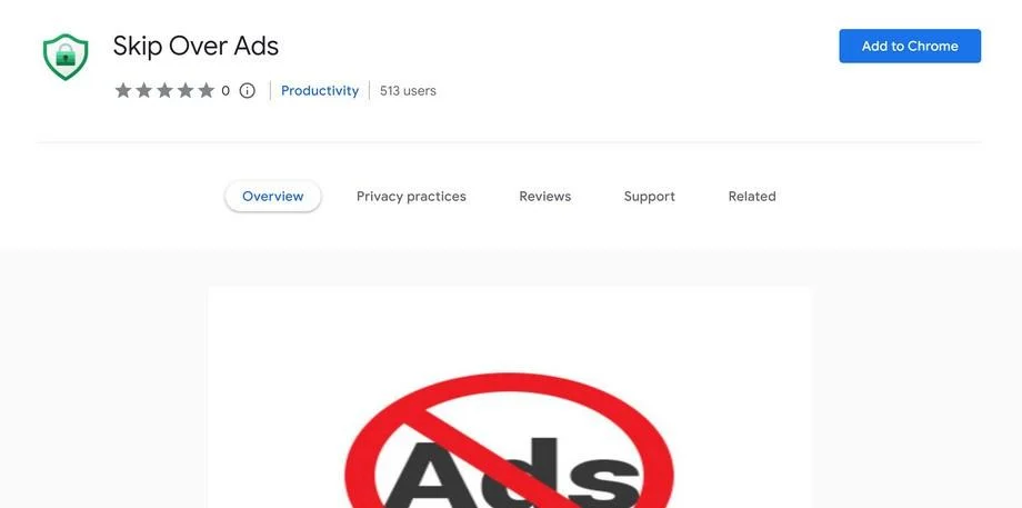 How to remove Skip Over Ads adware (Virus Removal Guide) 1 Image: Skip Over Ads Chrome extension