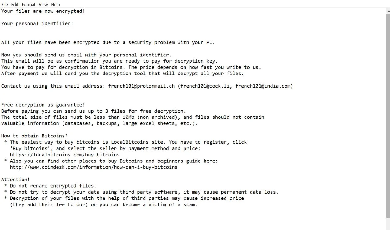  Image: French101 ransomware