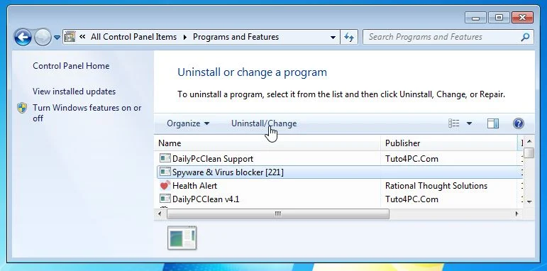 Remove Spyware & virus blocker [221] from Windows