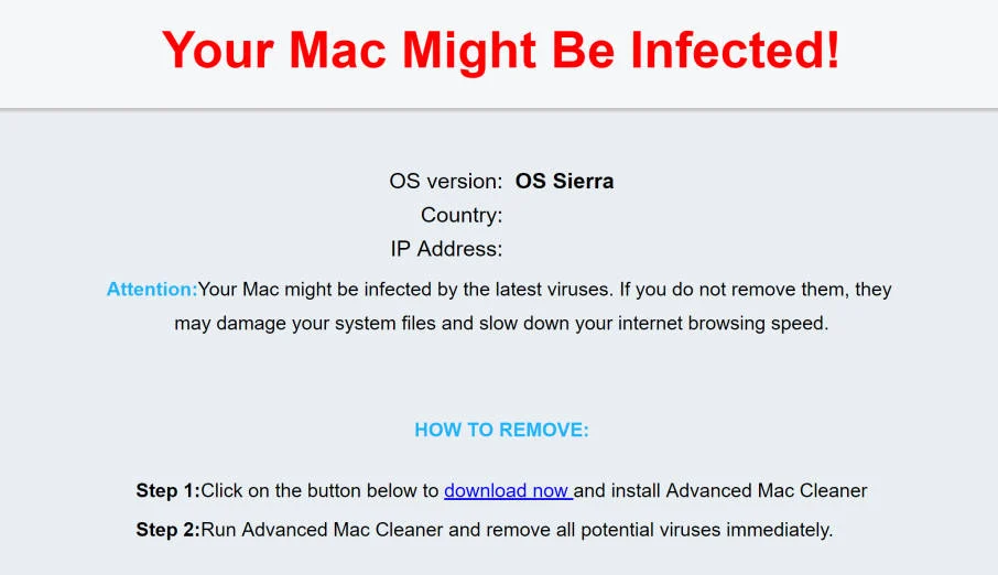Your Mac Might Be Infected Scam