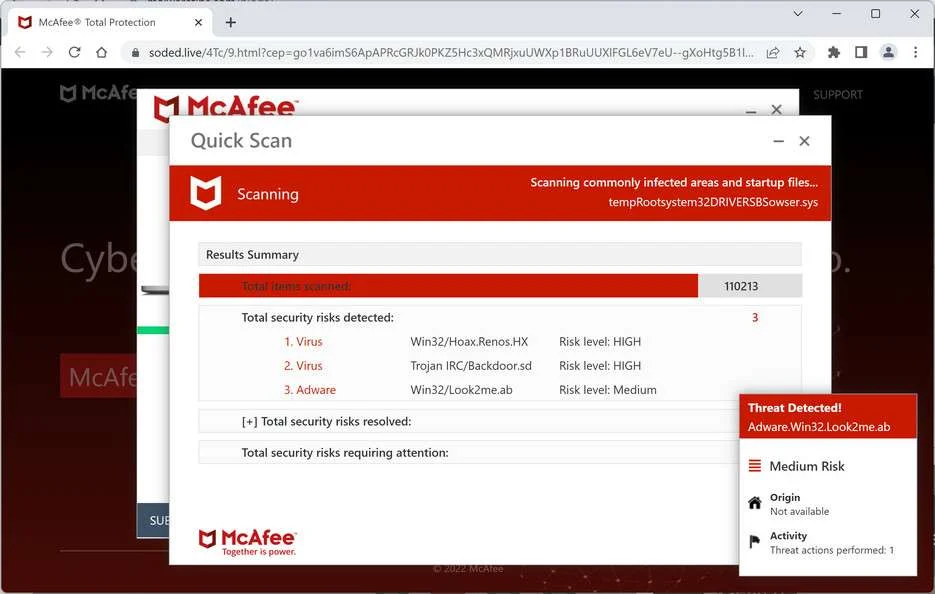 Image: Chrome browser is redirected to Soded.live