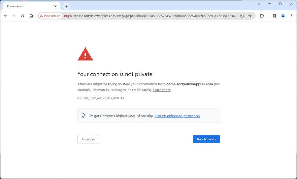 come.sortyellowapples.com scam