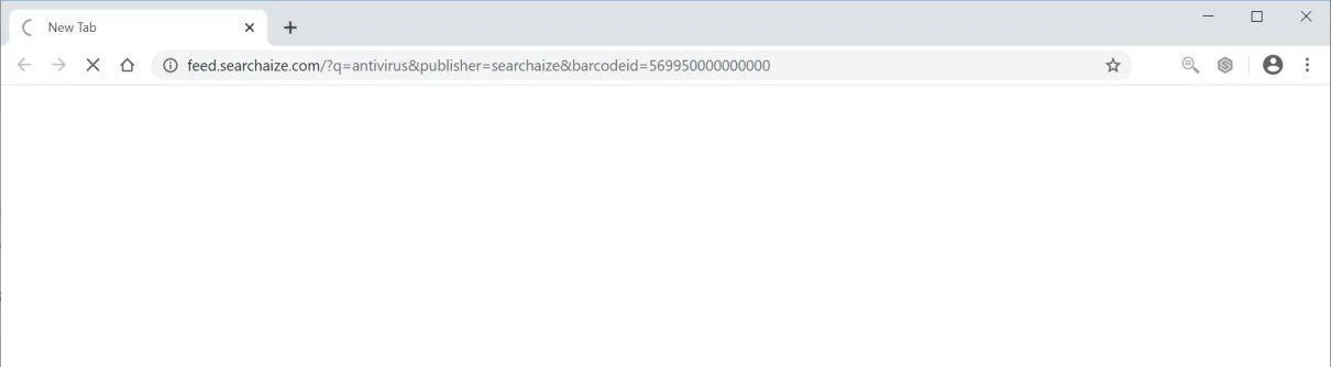 Image: Chrome browser is redirected to Feed.searchaize.com