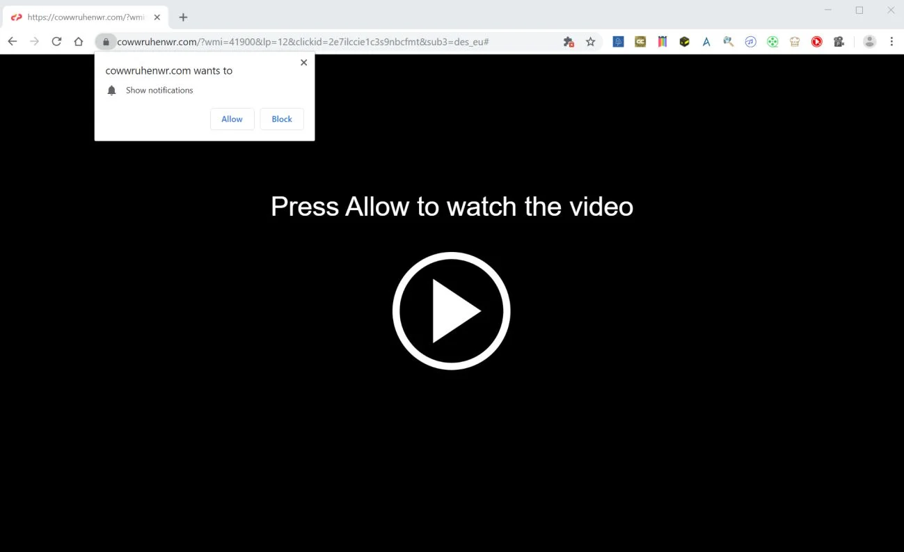 How to remove Cowwruhenwr.com pop-up ads (Virus Removal Guide) 1 Image: Chrome browser is redirected to Cowwruhenwr.com