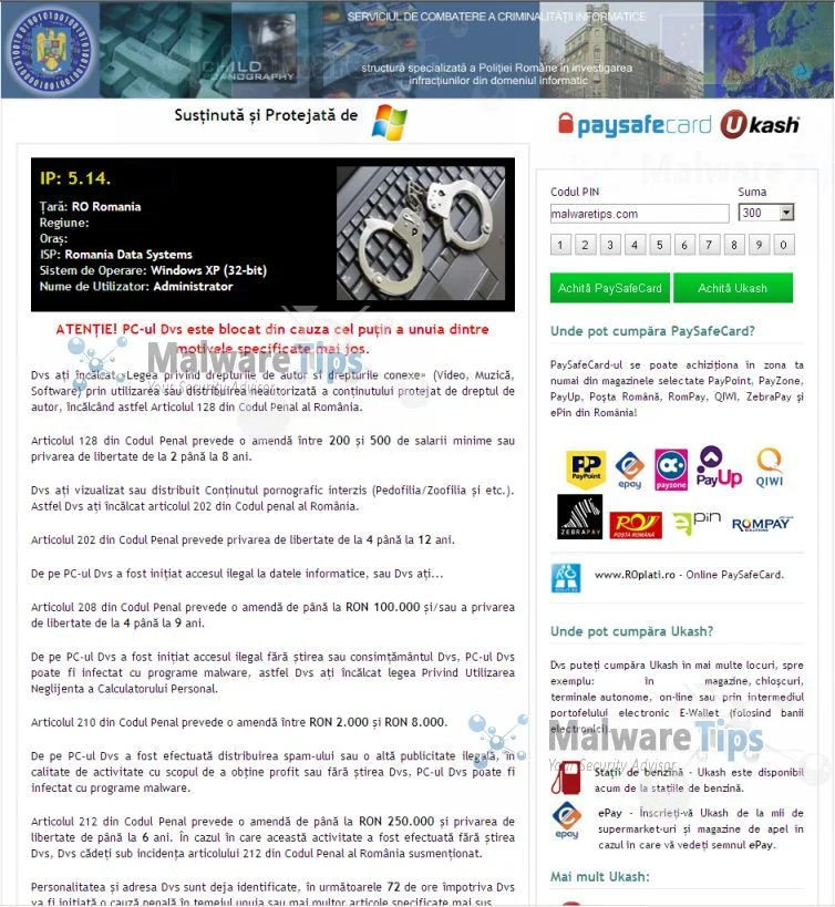 [Image: Serviciul De Combatere A Criminalitatii Informatice virus]