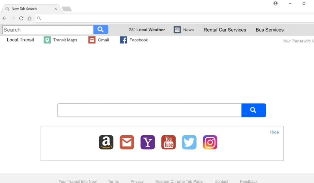 Your Transit Info Now New Tab redirect