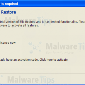 File Restore - Virus Removal Guide 3 File Restore activation prompt