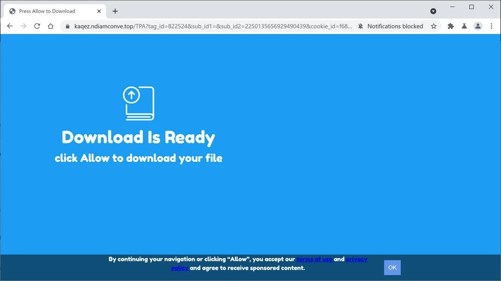 Image: Chrome browser is redirected to Ndiamconve.top