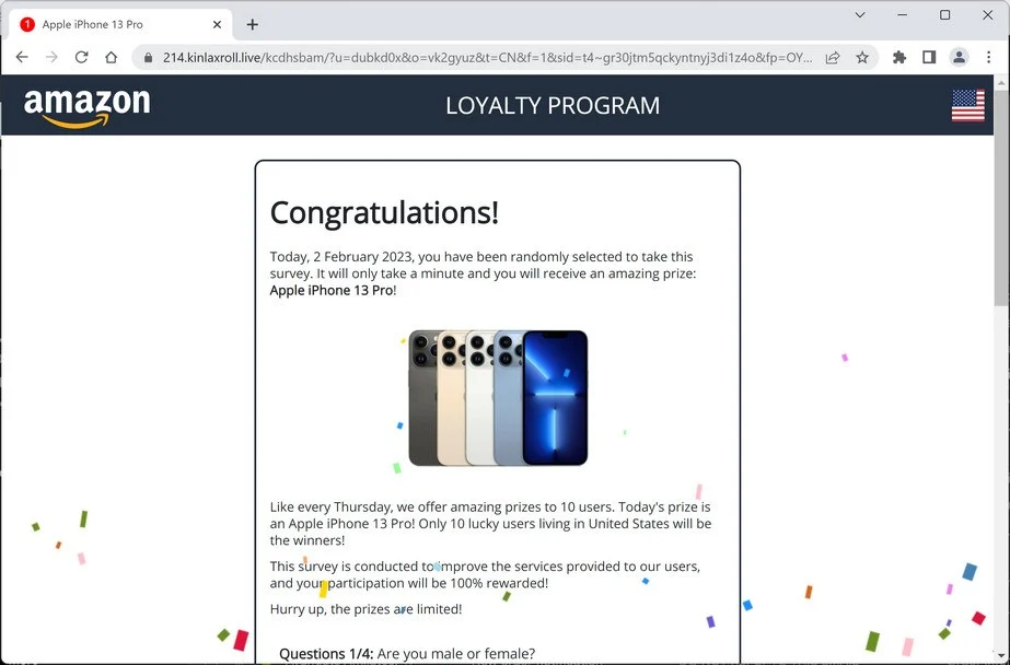 Image: Kinlaxroll.live Survey Scam