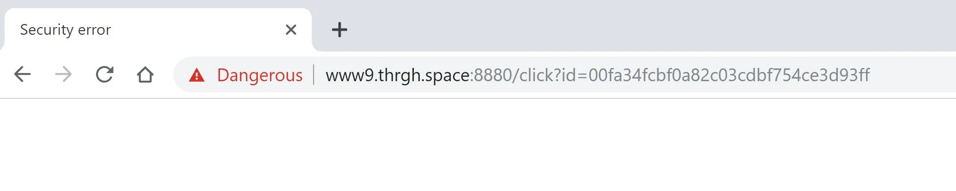 Image: Chrome browser is redirected to the www9.thrgh.space:8880/click?id=