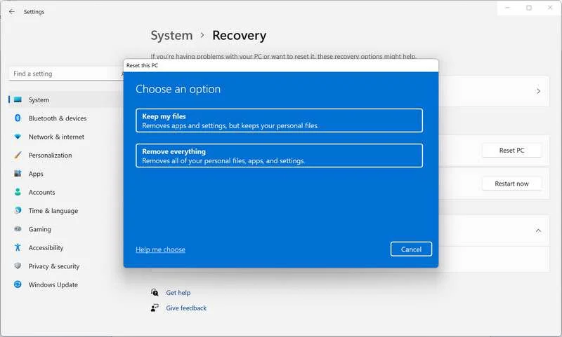 Reset Windows PC Step 3