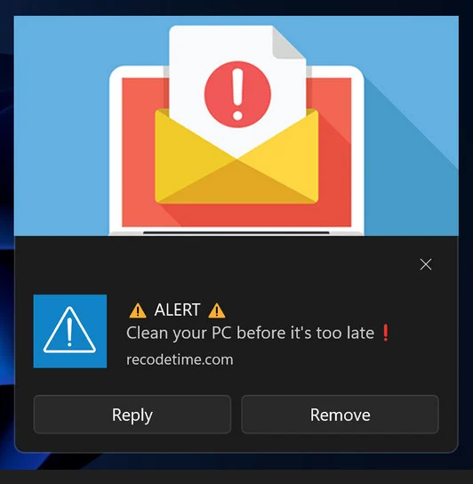 Image: Alert! Clean Your PC Before It's Too Late FAKE ALERT