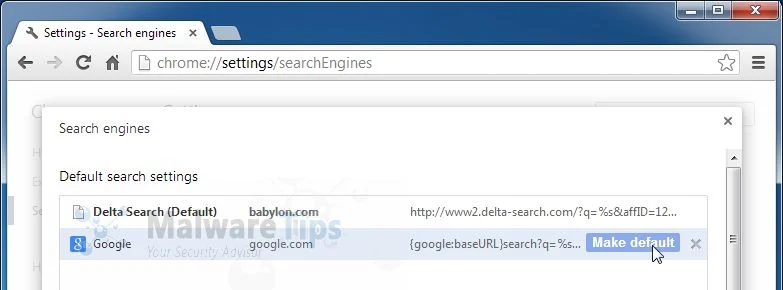 [Image: www2.delta-search.com redirect]