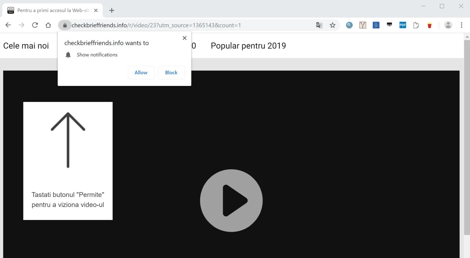 Image: Chrome browser is redirected to the Checkbrieffriends.info site