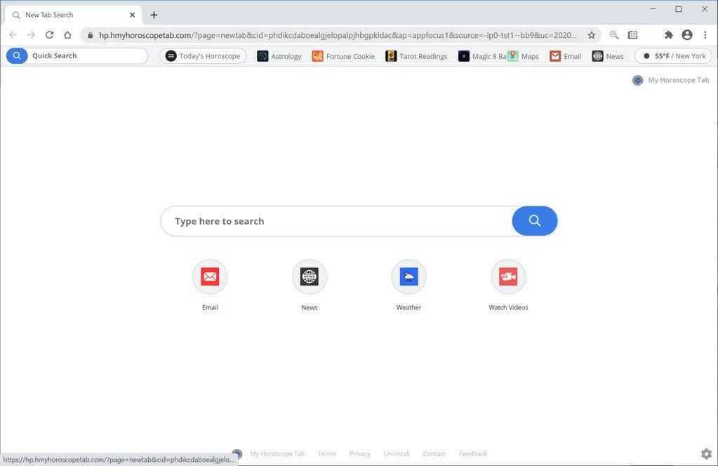Remove Search.hmyhoroscopetab.com redirect (Virus Removal Guide) 1 Image: Chrome browser is redirected to Search.hmyhoroscopetab.com