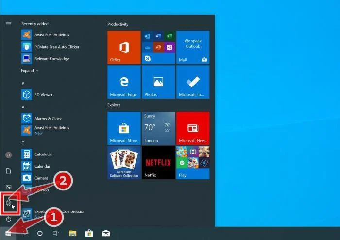 Windows 10: Click the Start button then click on Settings