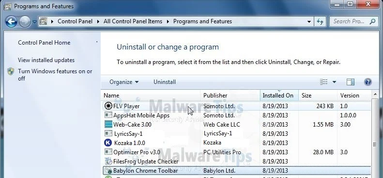 [Image: Uninstall Albrechto program from Windows]