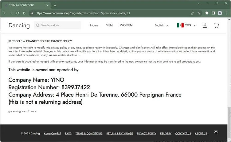 Danwnsu.shop scam