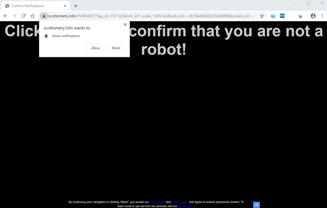 How to remove Scottomery.info pop-up ads (Virus Removal Guide) 1 Image: Chrome browser is redirected to Scottomery.info