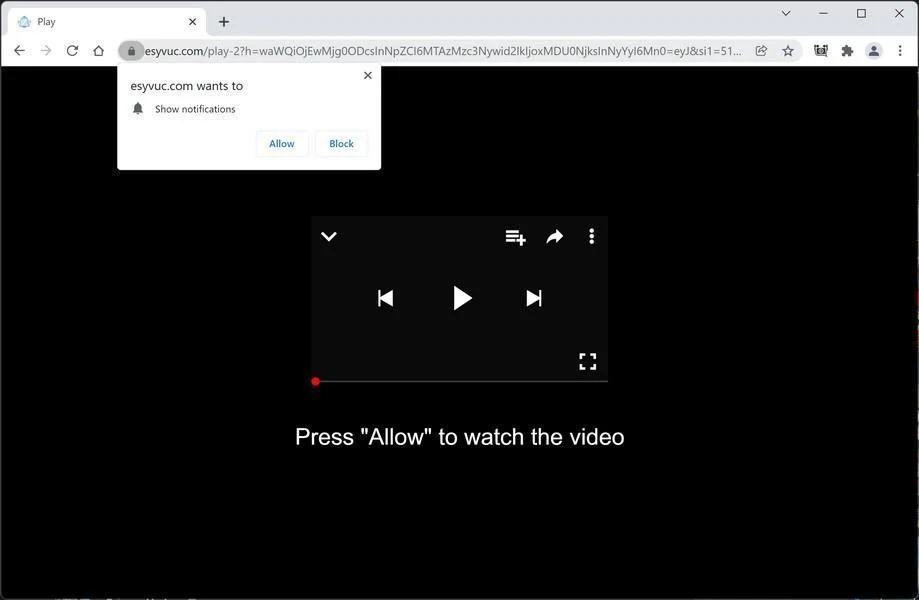 How to Remove Esyvuc.com Pop-up Ads (Virus Removal Guide) 1 Image: Chrome browser is redirected to Esyvuc.comImage: Chrome browser is redirected to Esyvuc.com