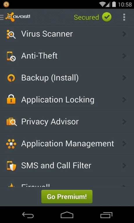 [Image: Avast Mobile Security on Android phone]