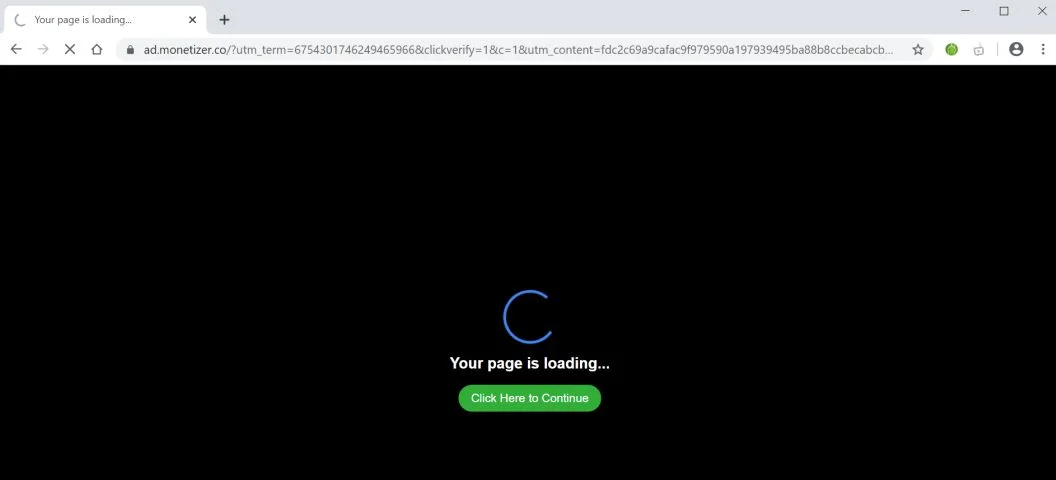 Image: Chrome browser is redirected to Ad.monetizer.co