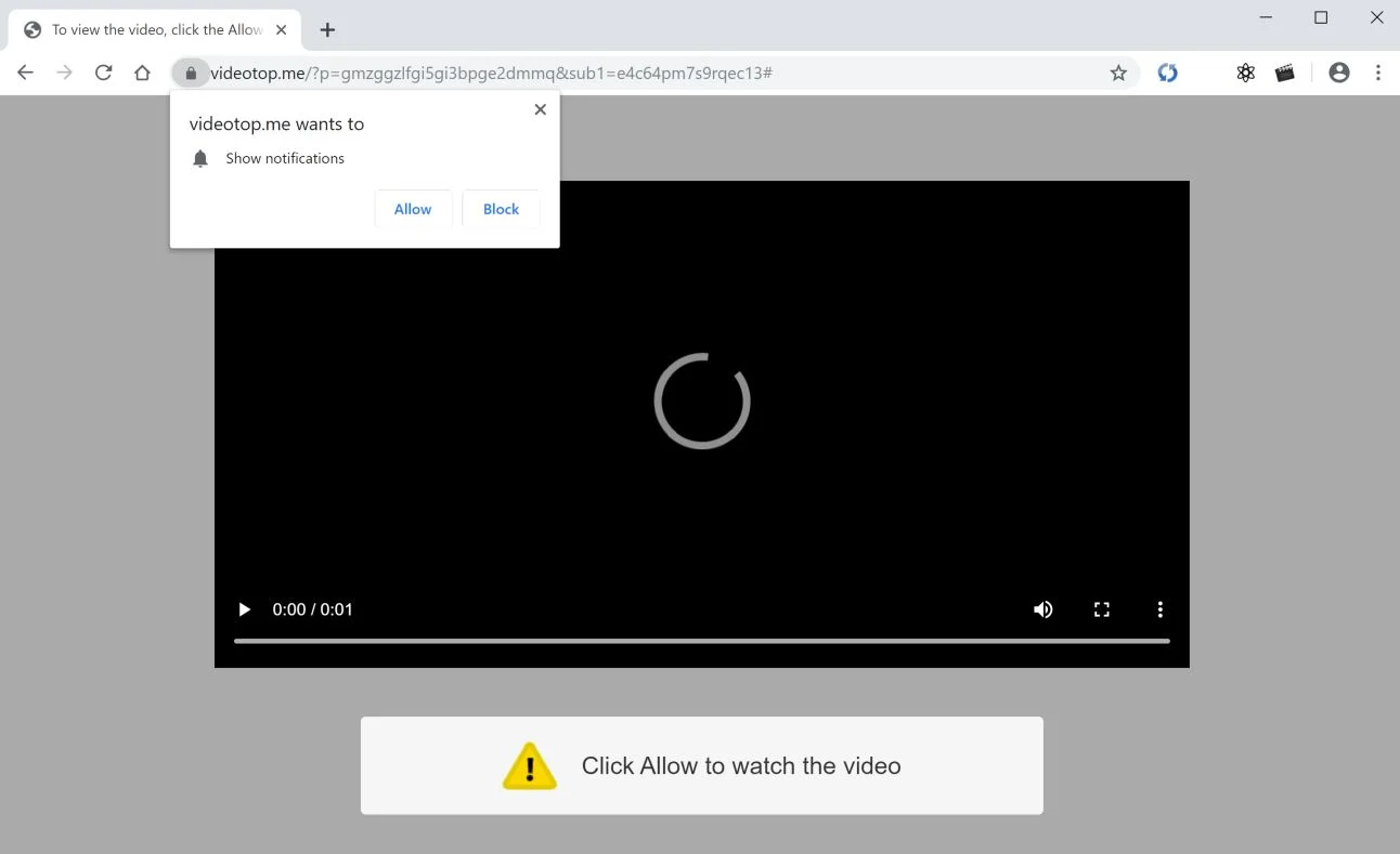 How to remove Videotop.me pop-up ads (Virus Removal Guide) 1 Image: Chrome browser is redirected to Videotop.me