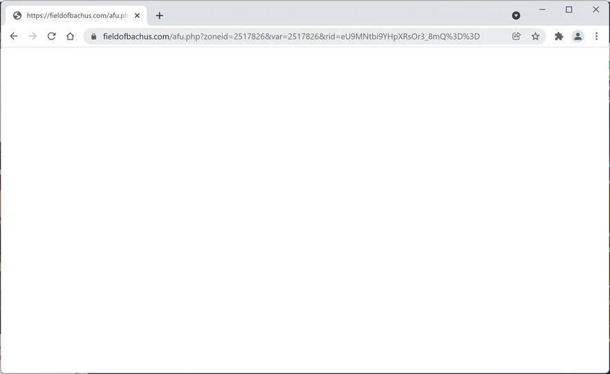 Image: Chrome browser is redirected to Fieldofbachus.com
