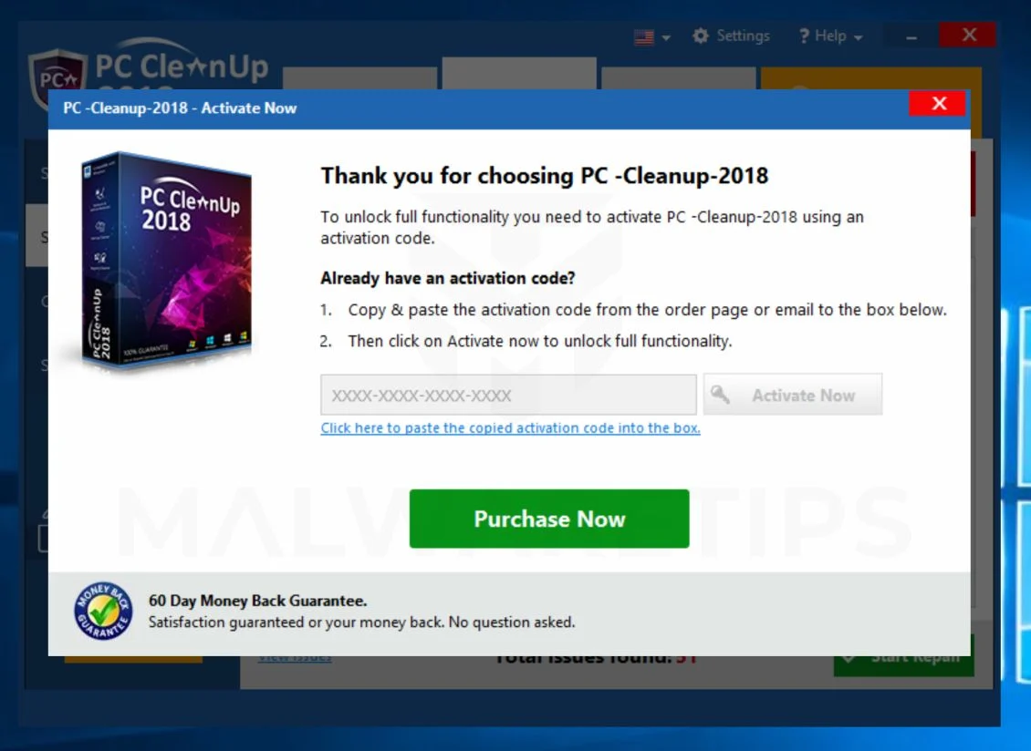PC Cleanup 2018 Pop-up