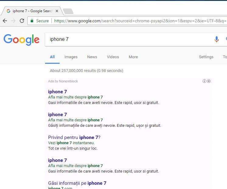 Ads by Nonereblock virus