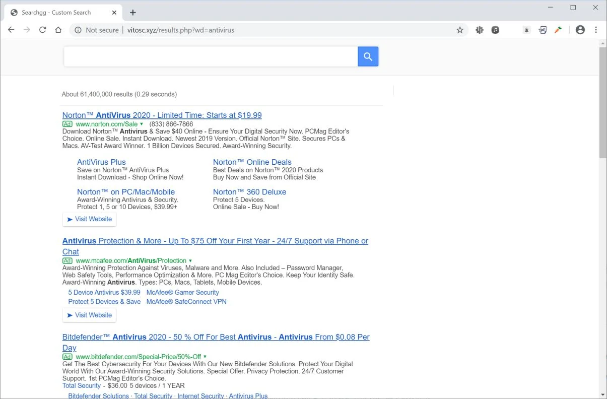 Remove Vitosc.xyz browser hijacker (Virus Removal Guide) 1 Image: Chrome browser is redirected to Vitosc.xyz