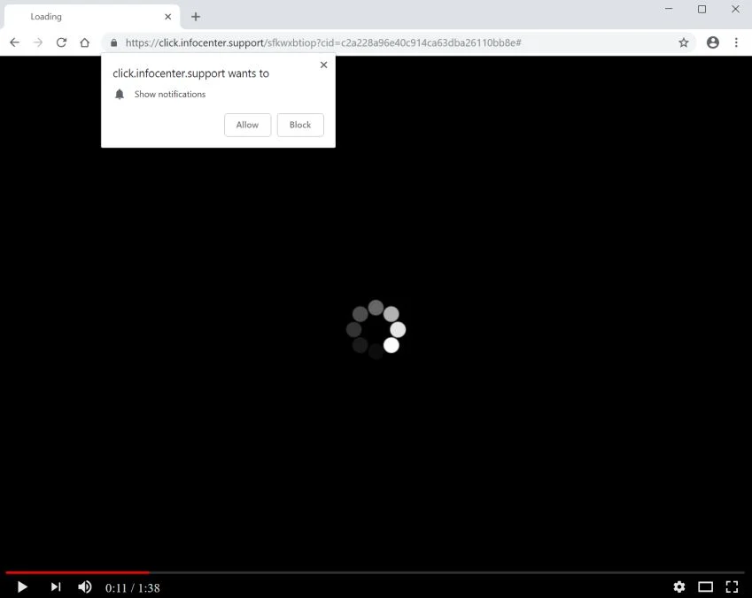 click.infocenter.support redirect virus