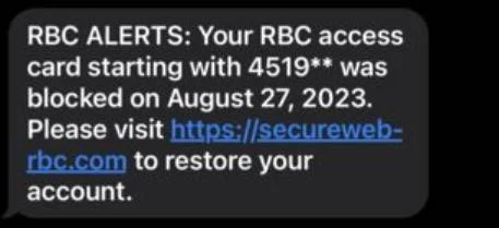 Beware of the RBC ALERTS "Your Access Card Was Blocked" Scam 1 RBC Scam