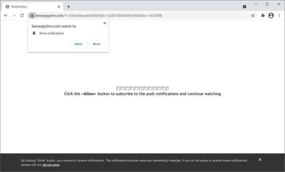 Remove Bewsejqcbm.com pop-up ads (Virus Removal Guide) 1 Image: Chrome browser is redirected to Bewsejqcbm.com