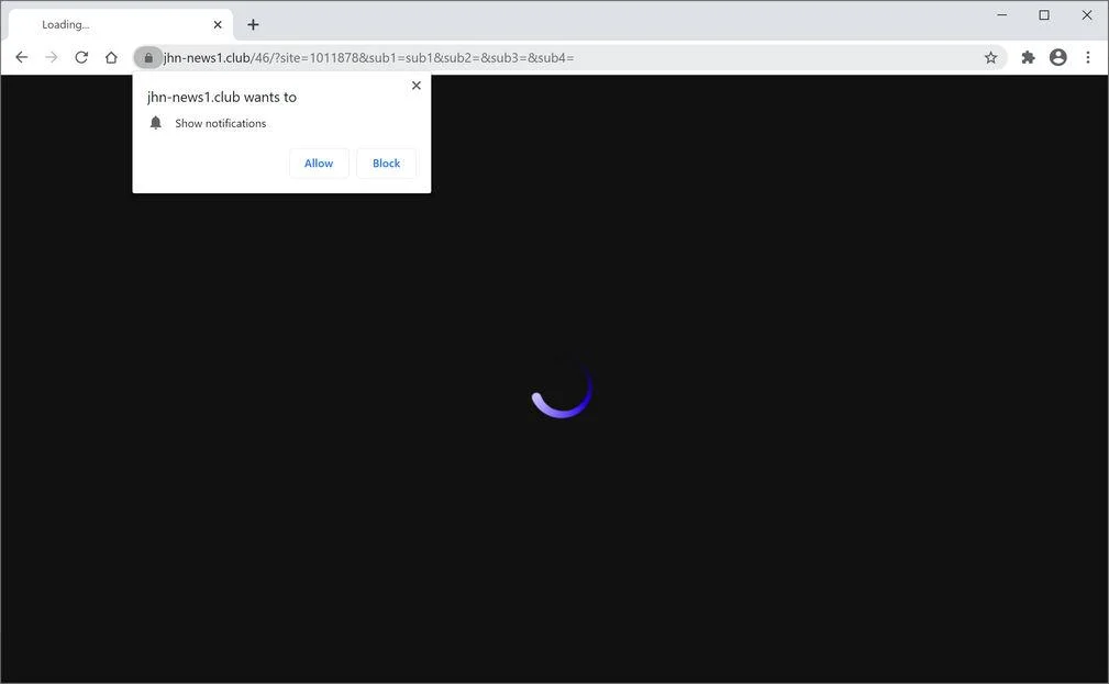 Image: Chrome browser is redirected to Jhn-news1.club