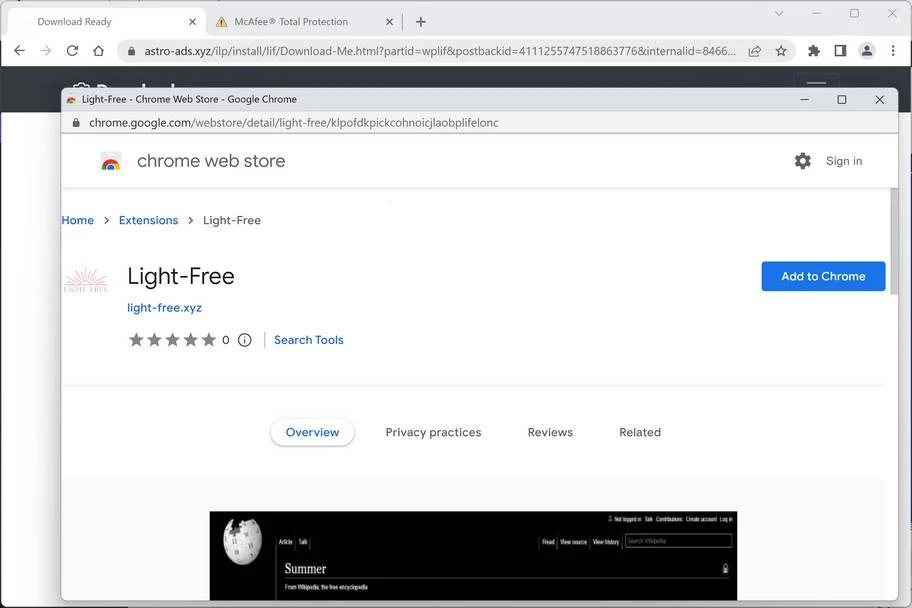 Image: Light-Free Chrome extension