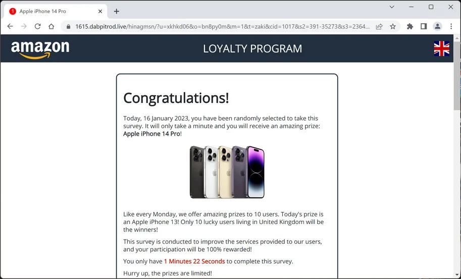 Image: Dabpitrod.live Fake Amazon Survey