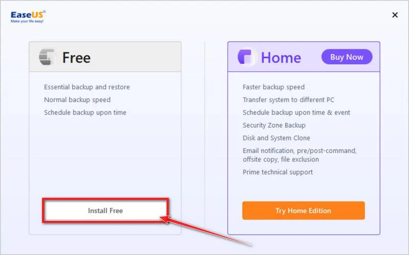 Download EaseUS Todo Backup 5 Click on Install Free to install EaseUS Todo Backup