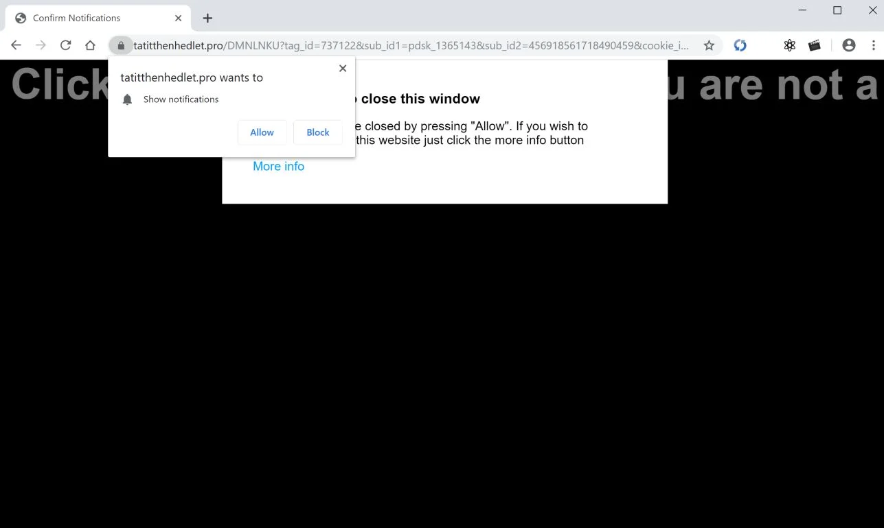 How to remove Tatitthenhedlet.pro pop-up ads (Virus Removal Guide) 1 Image: Chrome browser is redirected to Tatitthenhedlet.pro