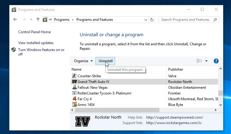 Remove Program from Windows 10