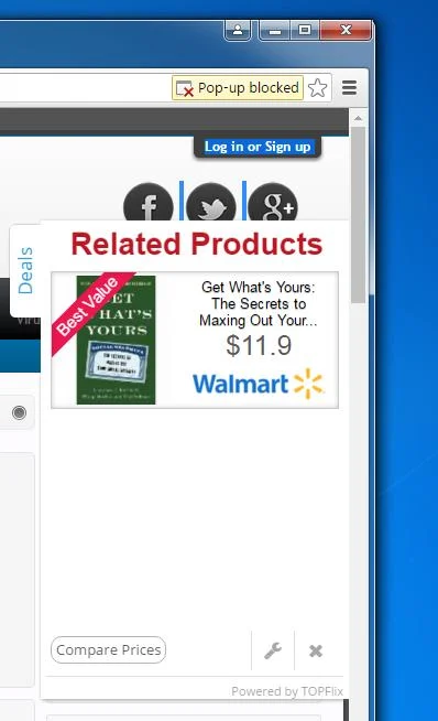 Related Products pop-up ads